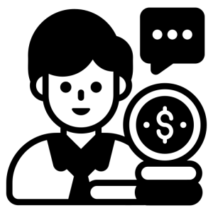 Icon of a hand holding a dollar sign, representing financial services and advisors.
